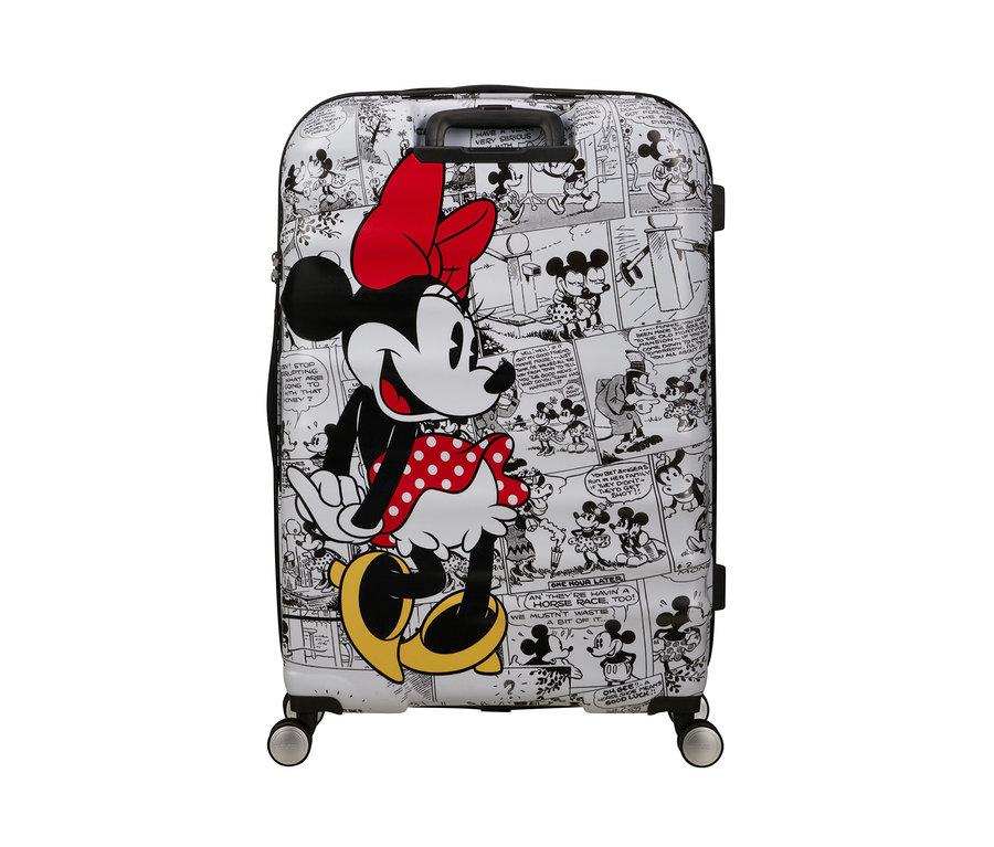 American Tourister Wavebreaker "Minnie Mouse", groß, mit Comic-Szenen von Mickey Mouse und Minnie.