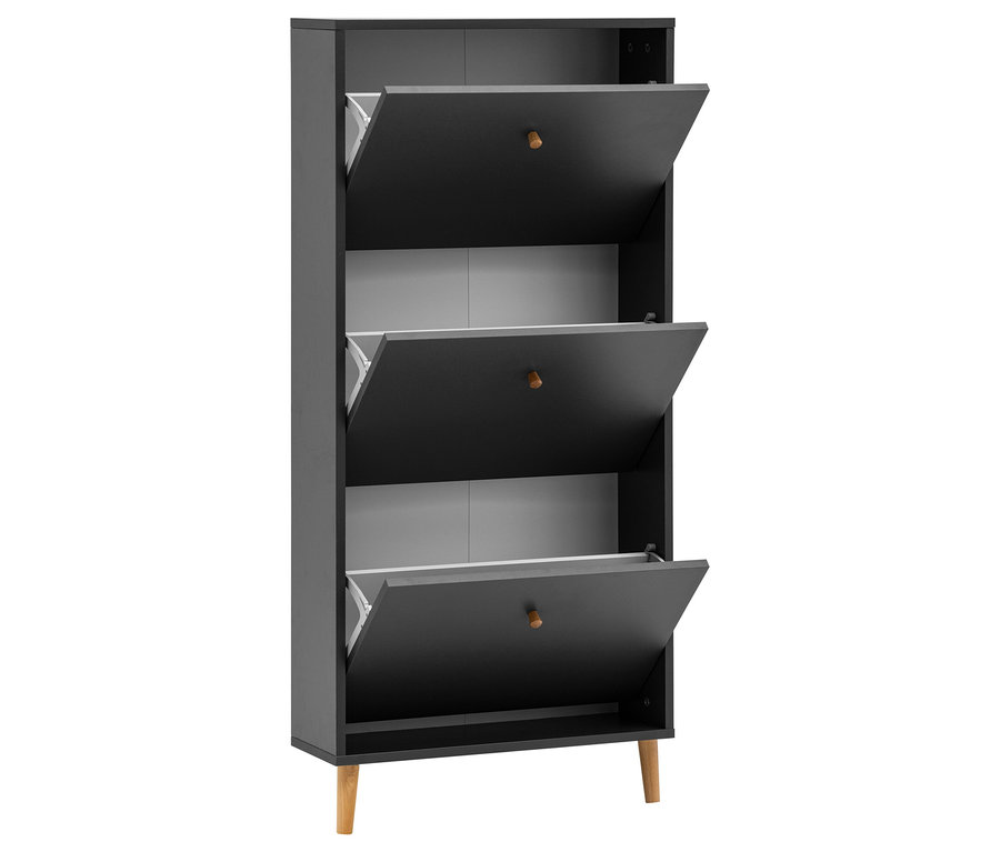 Anthrazitfarbener Schuhschrank »Bjarne« mit 3 Klappen.