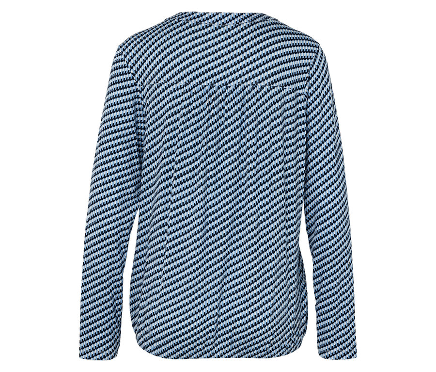 Rückansicht eines blau gemusterten Blazers.