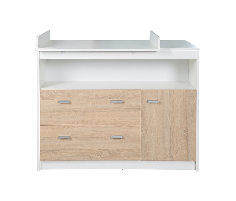 Detail der roba »Gabriella« Kinderzimmer-Kommode mit Wickelaufsatz, Schubladen und Schrank.