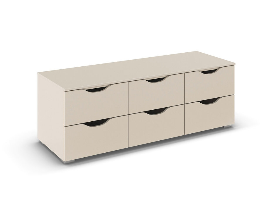 Beige/champagnerfarbenes rauch TV-Element »Frieda« mit 6 Schubladen, 120 x 42 cm.