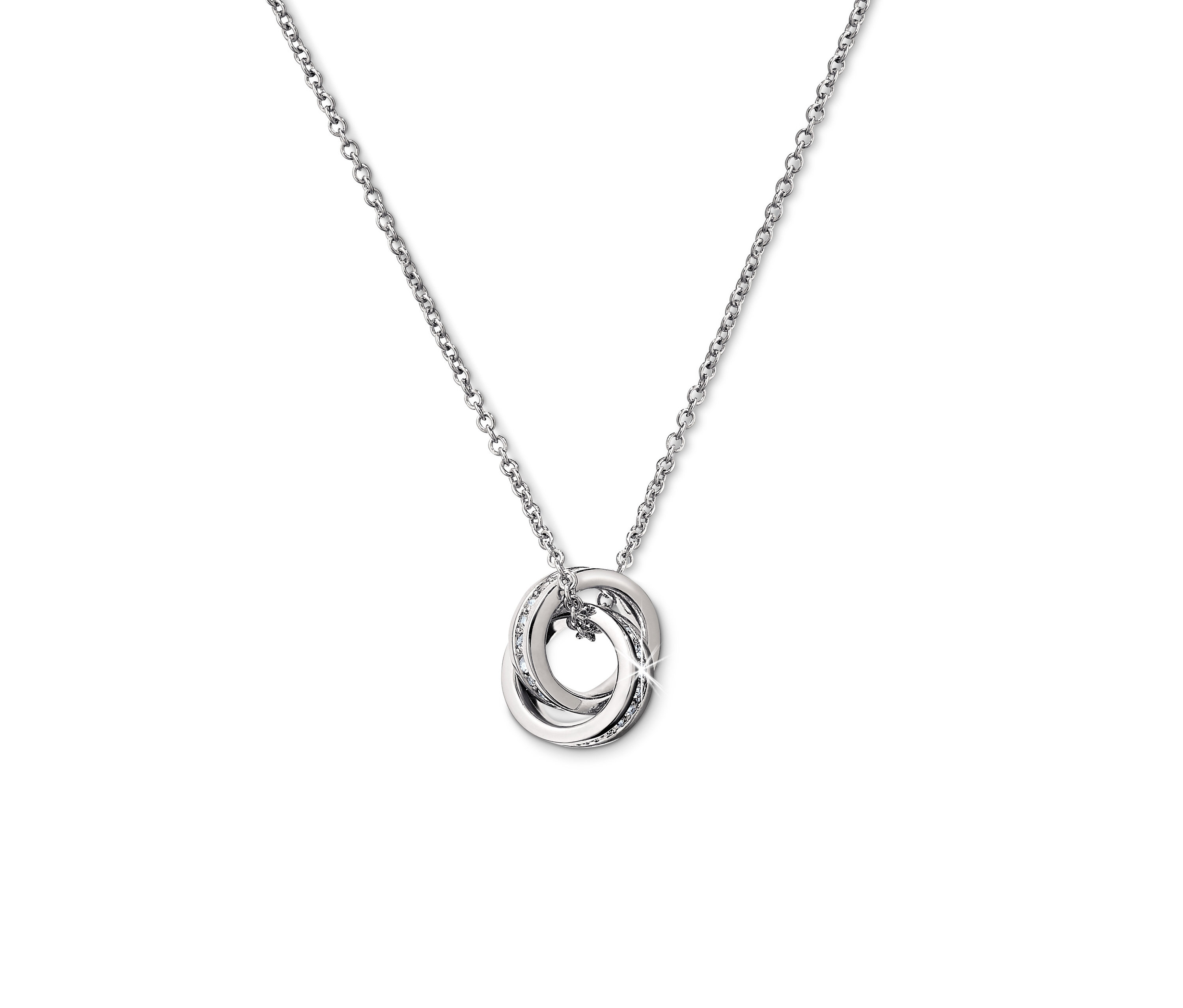 Silberkette mit einem Anhänger, der mit Kristallen von Swarovski® veredelt ist.