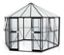 Detailansicht des schwarzen Vitavia Gewächshaus Pavillon 9 m² inkl. Fundamentrahmen.