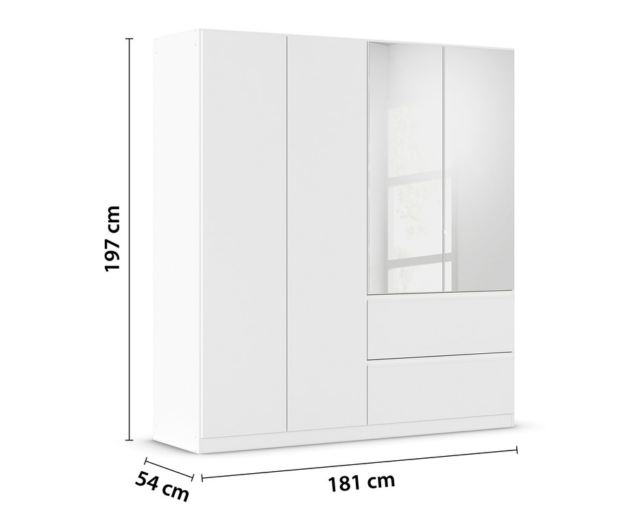 Weißer rauch Drehtürenschrank 4-türig mit Spiegel »Joel«.