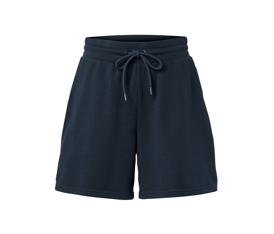 Marineblaue Sweatshorts mit Kordelzug in der Taille.
