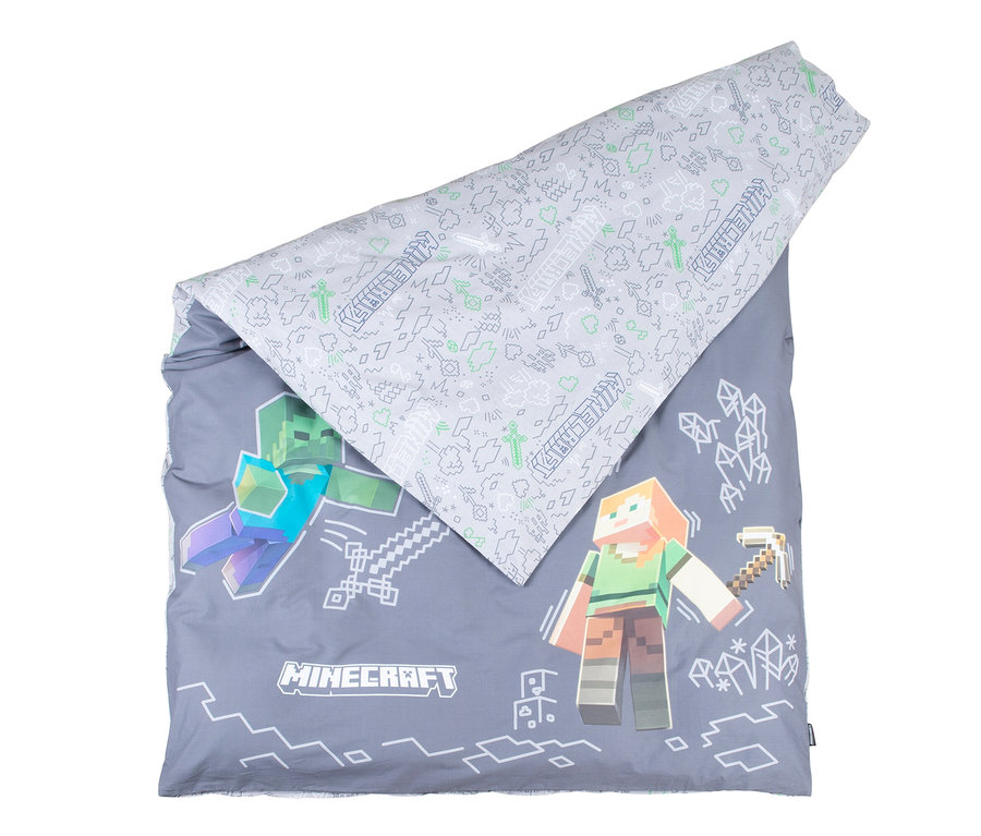 Minecraft Wendebettwäsche mit Minecraft-Figuren.