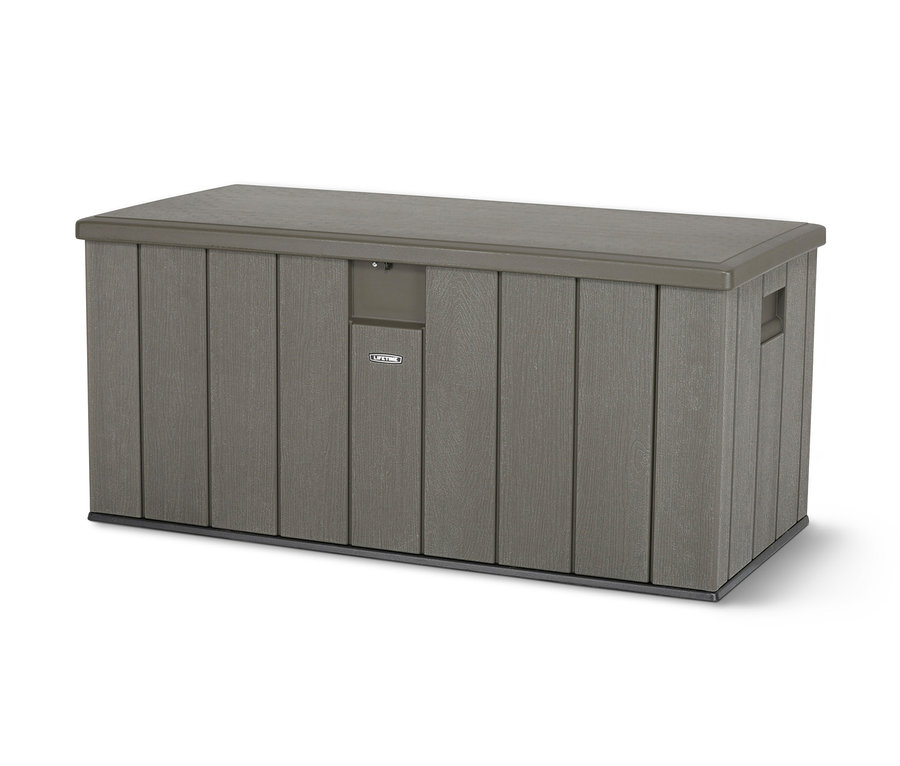 Graue Lifetime-Auflagenbox mit ca. 570 l Fassungsvermögen.