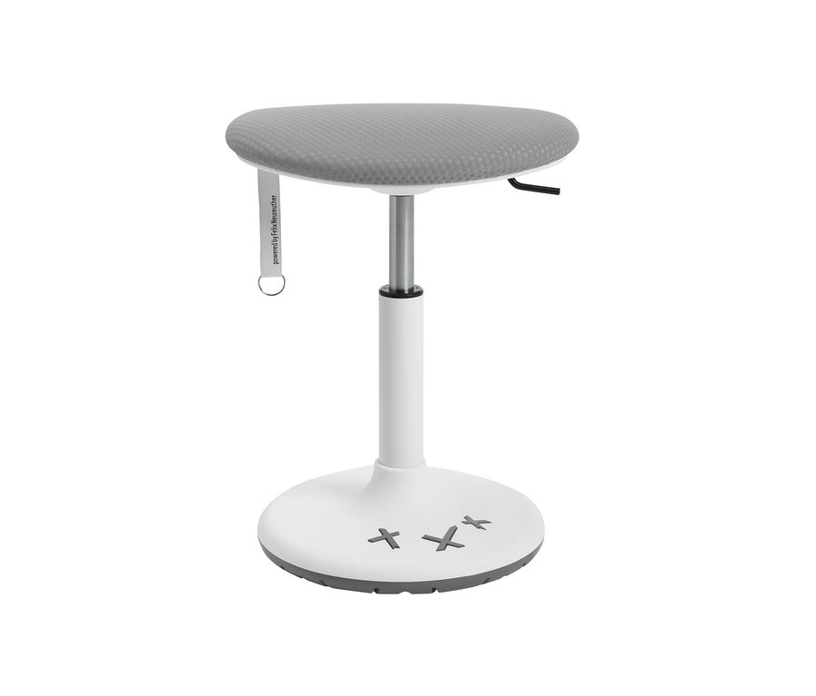 Grauer Topstar Kinderhocker XStool 20 mit weißem Untergestell.