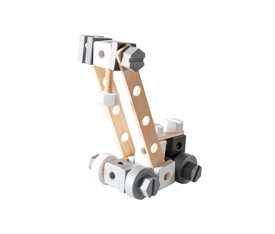 Nahaufnahme eines roba Holzbaukastens, 48-teilig.