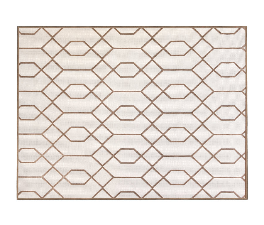 Brauner Outdoor-Wendeteppich »Geo River« mit geometrischem Muster.