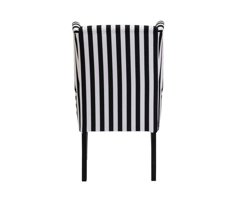 Rückansicht von Hochlehner-Polsterstuhl »Hendrick« mit Armlehne, schwarz-weiß gestreift.