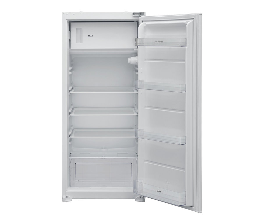 Offener, weißer Respekta Einbaukühlschrank mit Gefrierfach »KS122.4«.