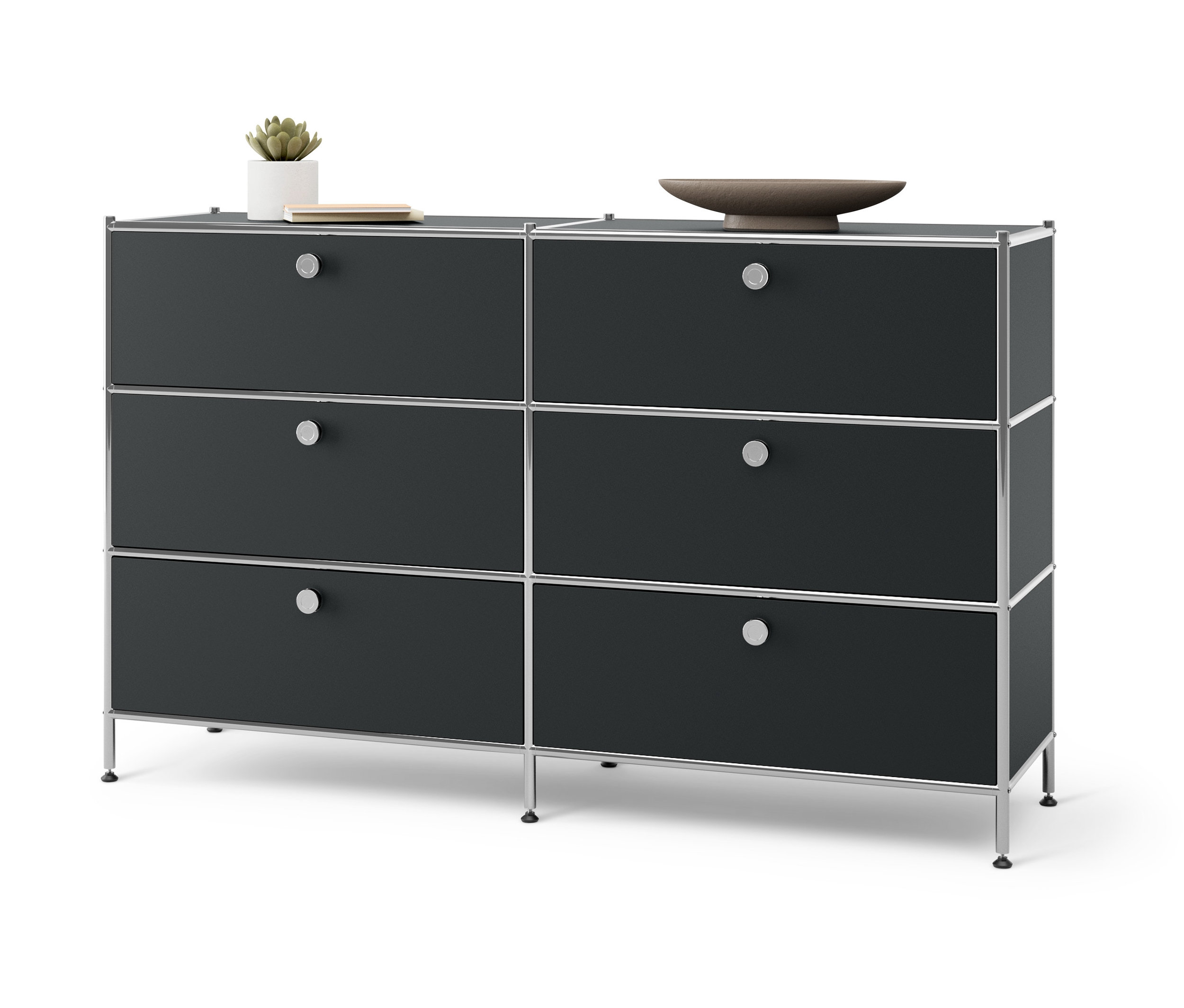 Schwarze Kommode Metall »CN3« mit 6 Schubladen.