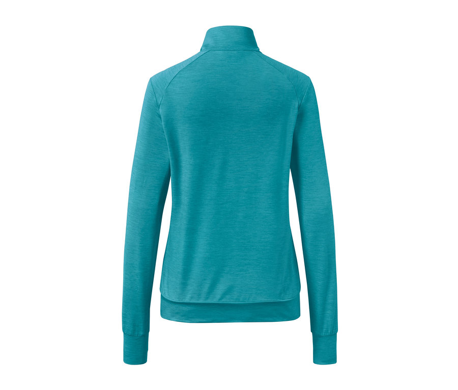 Türkise Funktionsjacke von hinten.