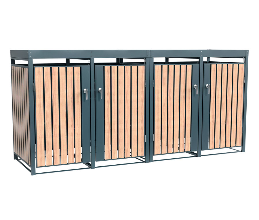 Mülltonnenbox mit Blumenkasten, 4er.