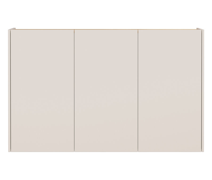 Drei geschlossene, beige Schranktüren