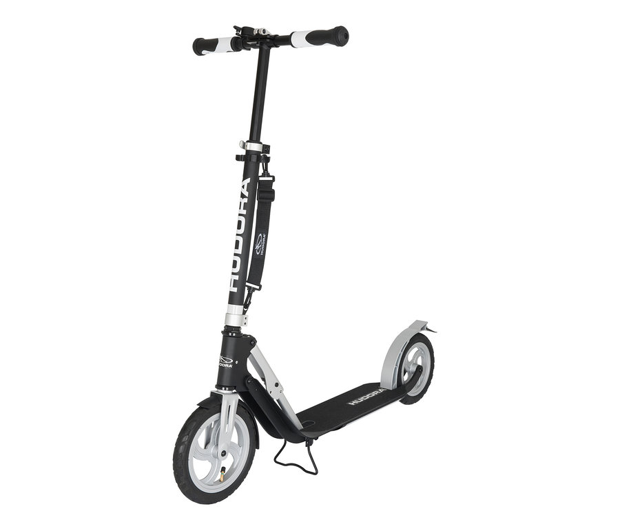 Silber-schwarzer HUDORA-Scooter »BigWheel®« Air 230 vor weißem Hintergrund.