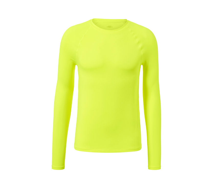 Neongelbes Langarm-Funktionsshirt.