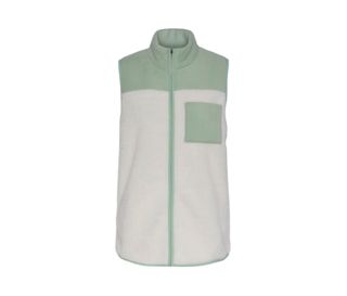 Beigefarbenes Teddyfell mit mintfarbenem Fleece