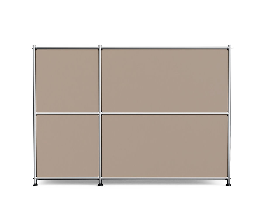 Taupefarbenes Sideboard Metall »CN3« mit 2 Klappenfächern.