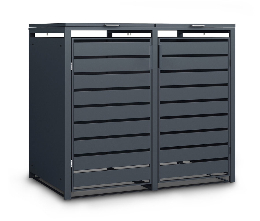 Mülltonnenbox, Stahl, 2er