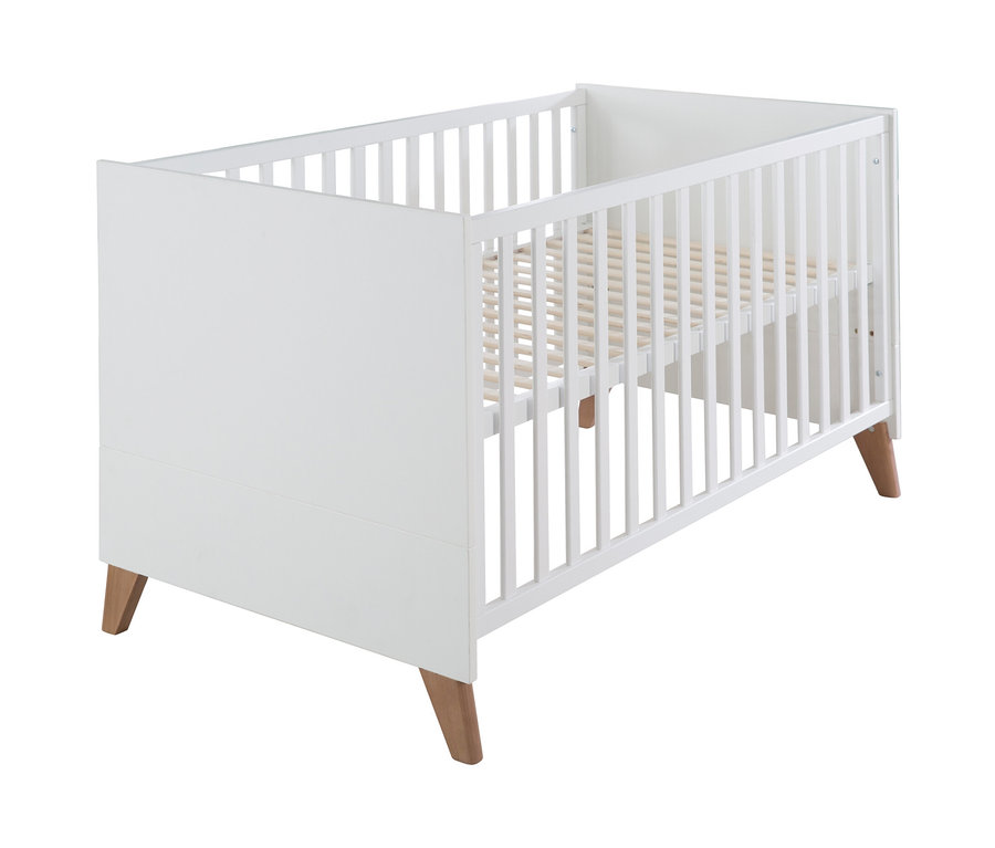 Weißes roba »Ole« Kombi-Kinderbett, 70 x 140 cm, mit Holzfüßen.