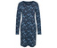 Blaues, langärmeliges Kleid mit Baum- und Tiermuster.