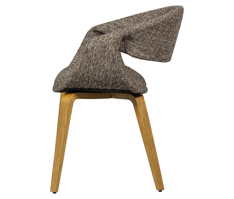 Brauner WOOOD Esszimmerstuhl »Yossi« mit naturfarbenem Holzfuß.