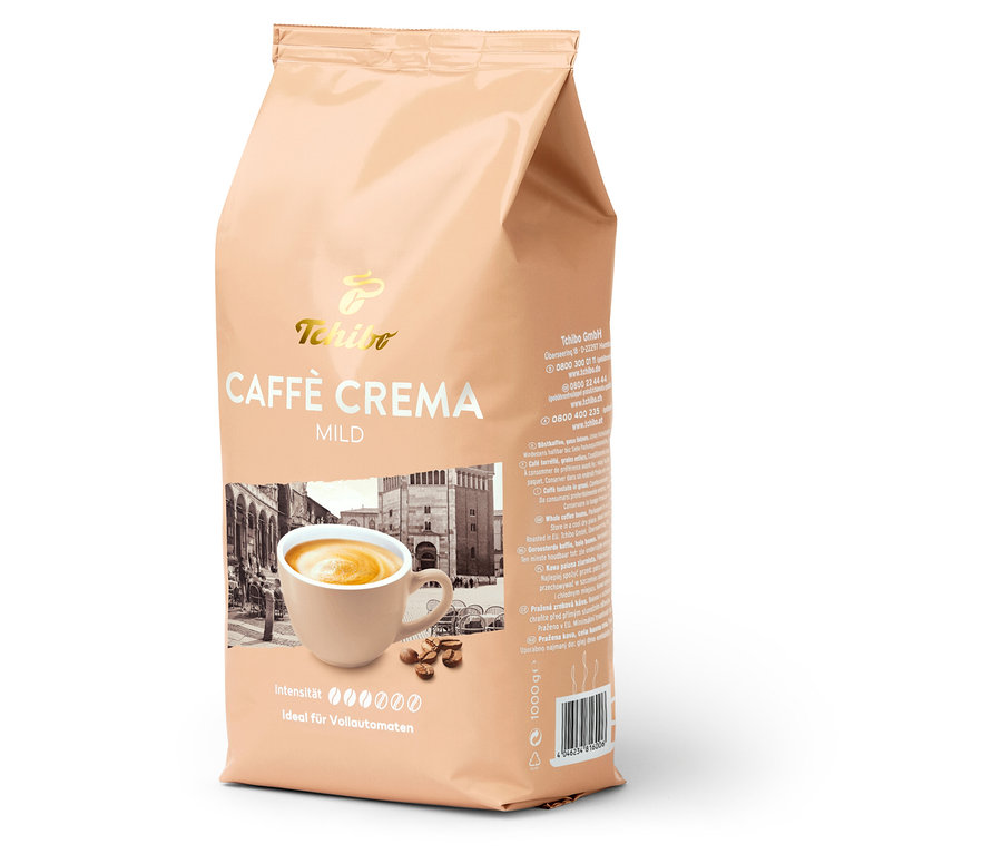 Eine Packung Caffè Crema Mild - 1 kg Ganze Bohne.