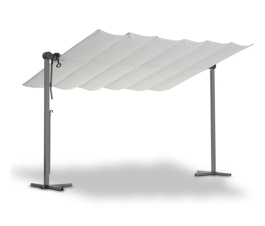 Helles, graues Leco Sonnendach, 400 x 250 cm.