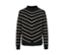 Gestreifter Strickpullover mit Stehkragen, schwarz.
