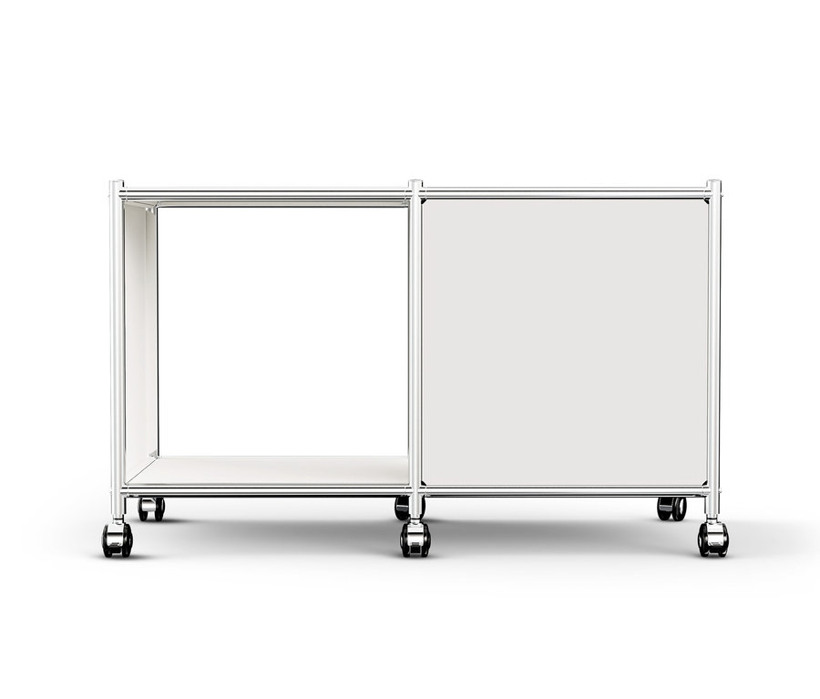 Weißer Beistelltisch Metall »CN3« mit 1 Klappfach und Rollen.