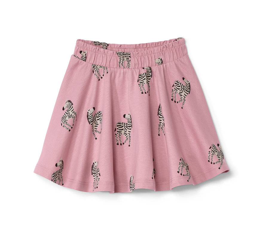 Rosa Kinder-Jerseyrock mit Zebra-Print.