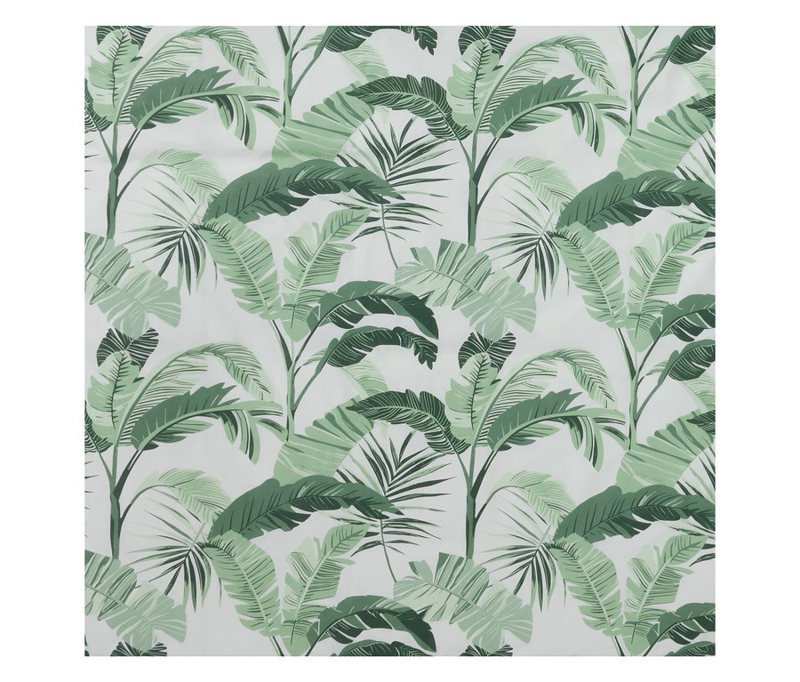 Bettwäsche mit Palmenmuster.