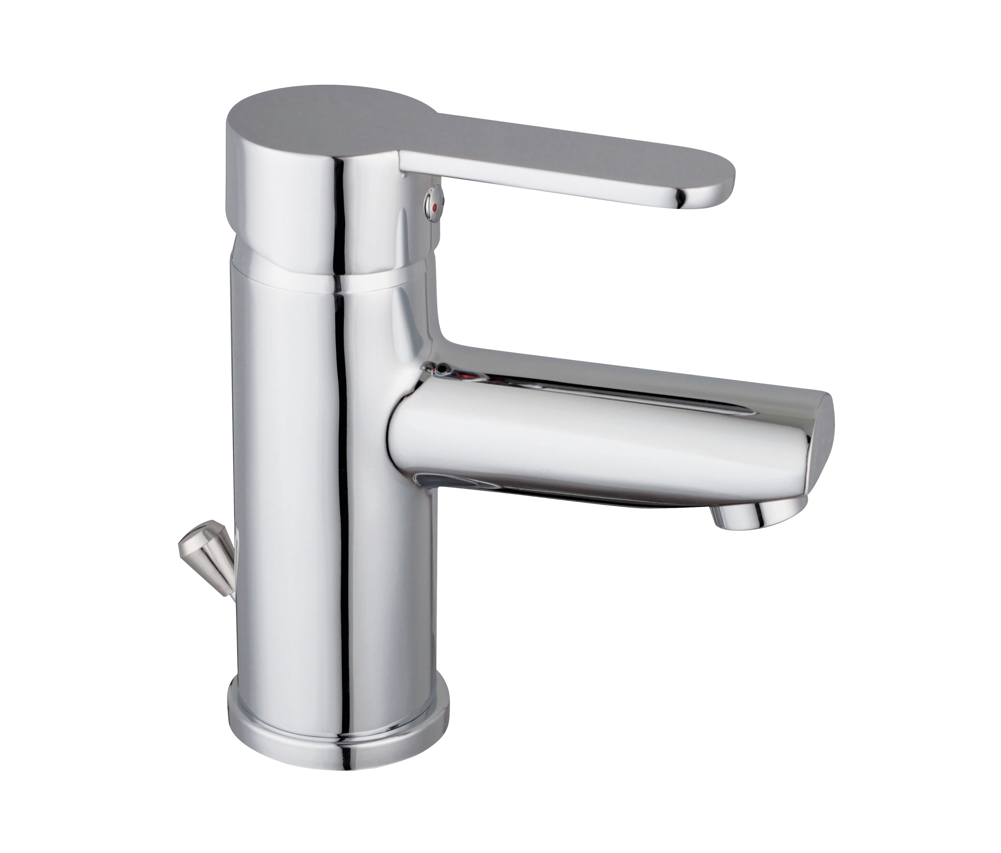 Eine glänzende SCHÜTTE-Waschtischarmatur »Stockholm«.