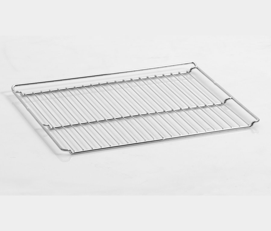 Ein verchromter Gitterrost des Respekta Einbaubackofens »AB 120-33«, A (von A+++ bis D) auf weißem Hintergrund.