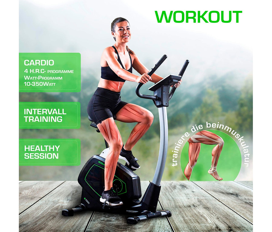 Frau trainiert auf Christopeit Sport-Eco-Heimtrainer-Ergometer »EMT 2400«.