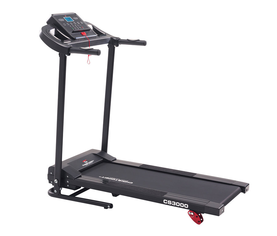 Schwarzes Christopeit Sport Einsteiger Laufband »CS 3000« vor einem weißen Hintergrund.
