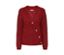 Roter Grobstrick-Cardigan mit Knöpfen.