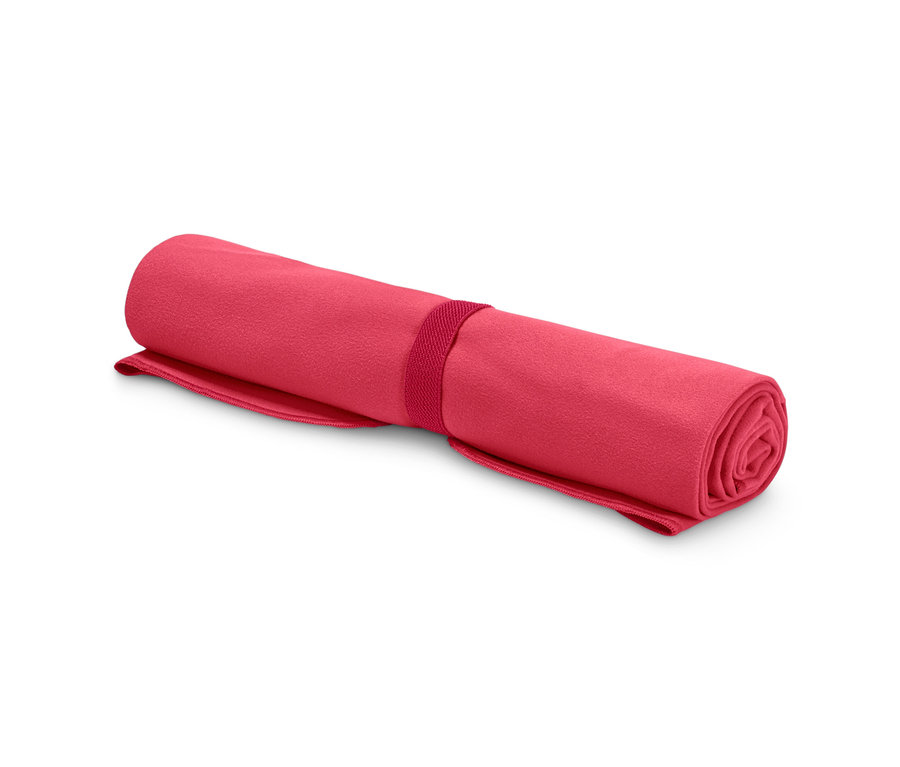 Ein aufgerolltes Outdoor-Handtuch, ca. 50 x 100 cm.