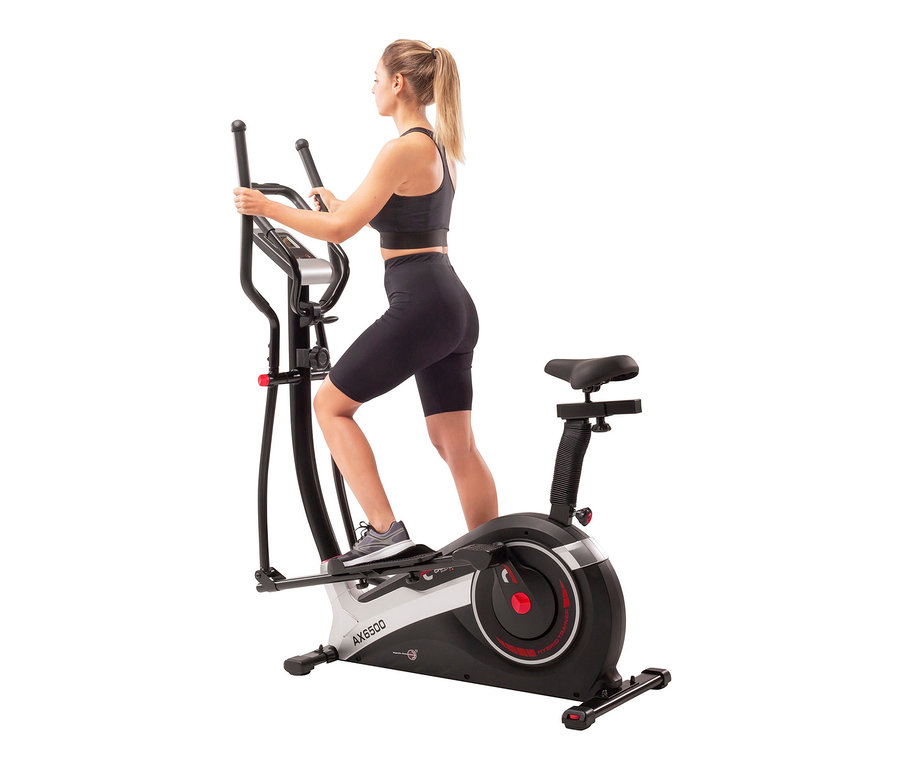 Frau benutzt Christopeit Hybrid Crosstrainer 2-in-1 »AX 6500«.