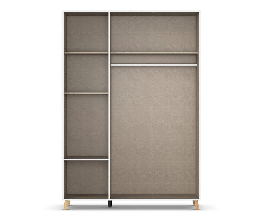 rauch Drehtürenschrank »Shinjo«, 3-türig, 2 Schubladen, grau metallic und weiß.