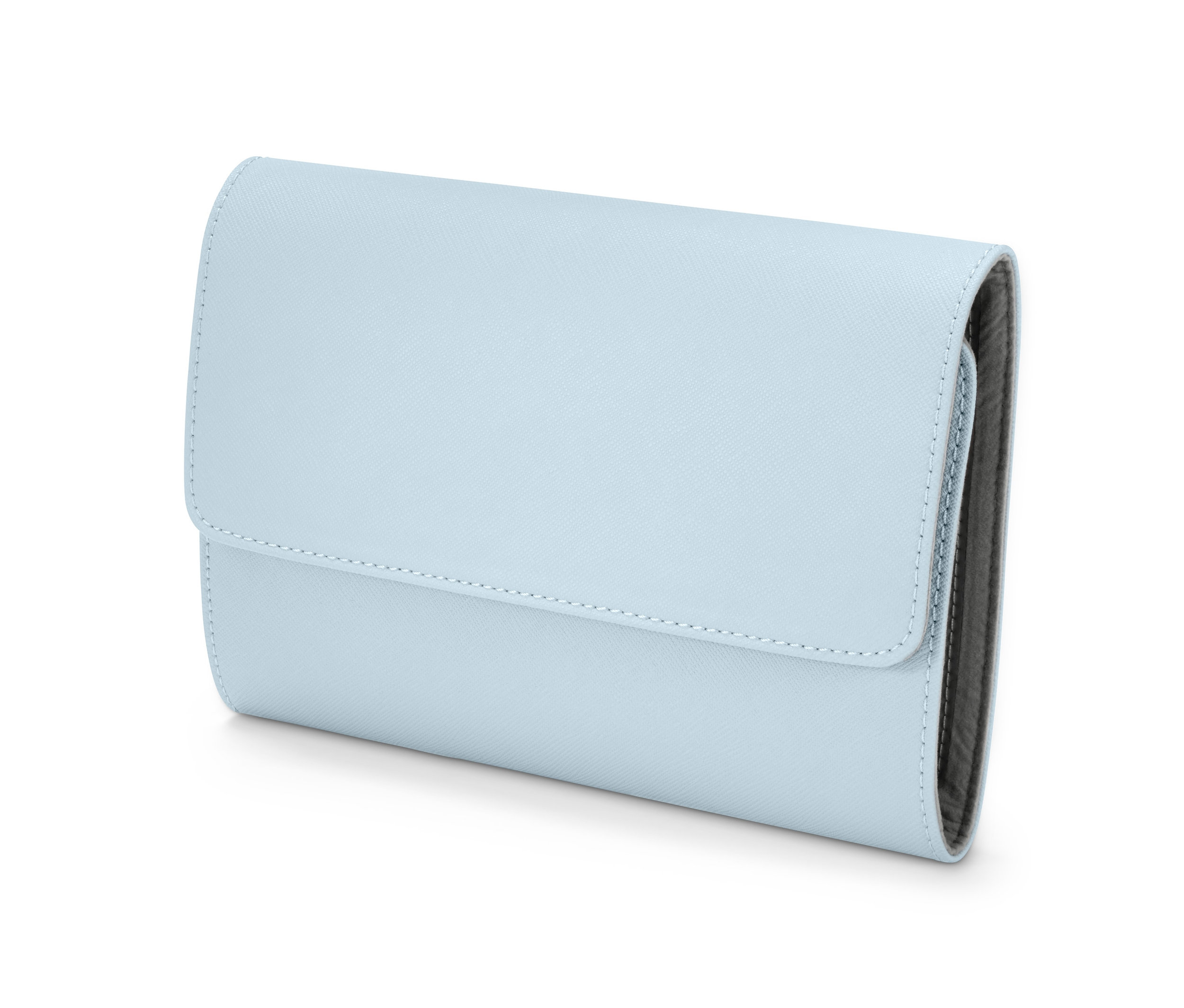 Hellblaue Schmuck-Aufbewahrung.