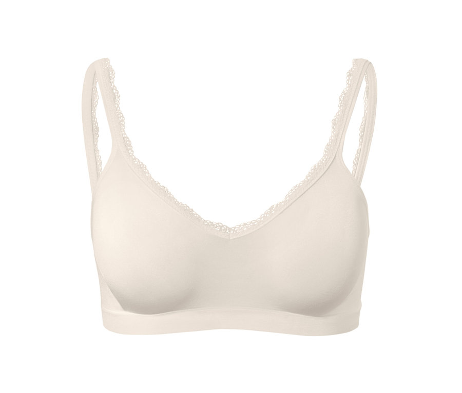 Detailansicht eines creme Seamless-Soft-BHs.