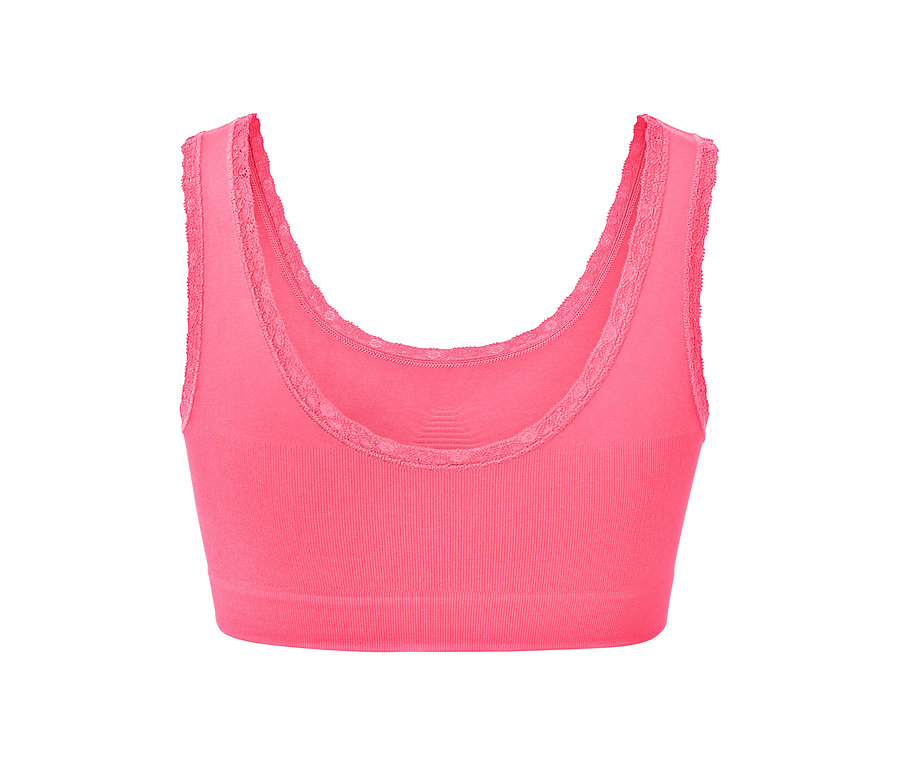 Ein pinkes Seamless-Bustier mit Spitzenrand.