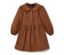 Kleinkind Webkleid, Cognac, mit langen Ärmeln und Kragen.