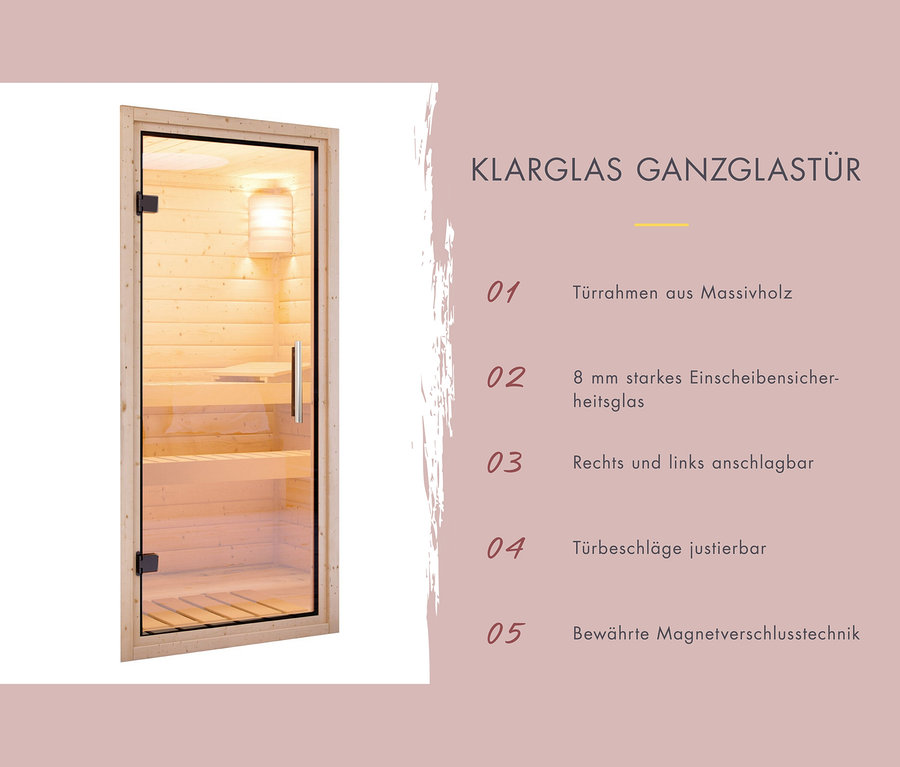 Karibu Saunahaus »Alice 1«, anthrazitfarben, mit Ganzglastür.