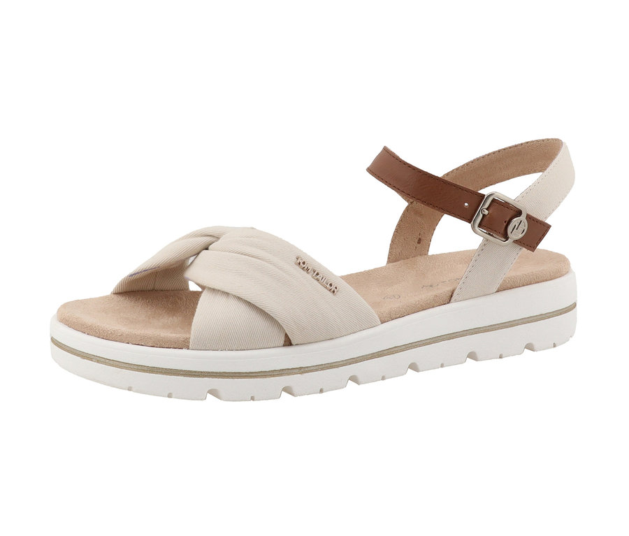 Tom Tailor Sandale, Textil/PU offwhite.
