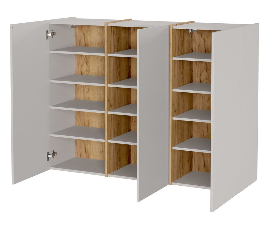 Geöffneter »Libbiano PLUS« Mehrzweckschrank, hoch, mit Regalen.