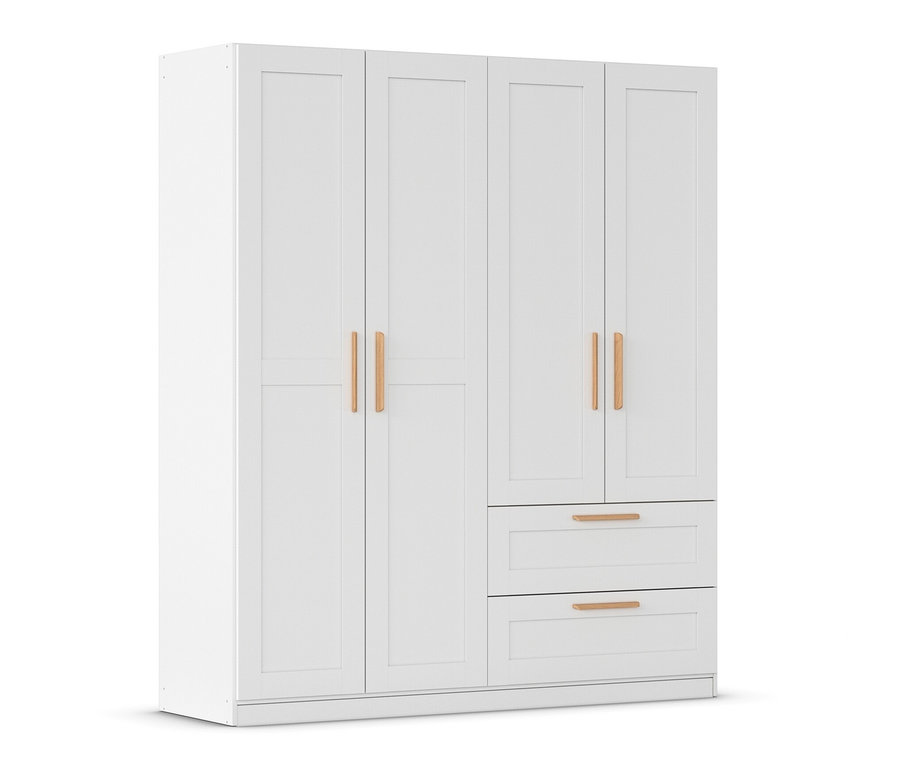 Weißer, 4-türiger Drehtürenschrank »Quadra-Spin Country« von rauch mit zwei Schubladen unten.